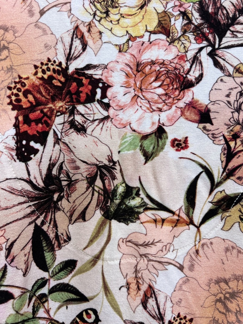 CHICOS Floral Butterfly 3/4 Sleeve Cotton Tan Women’s 2 Medium - Picture 10 of 10